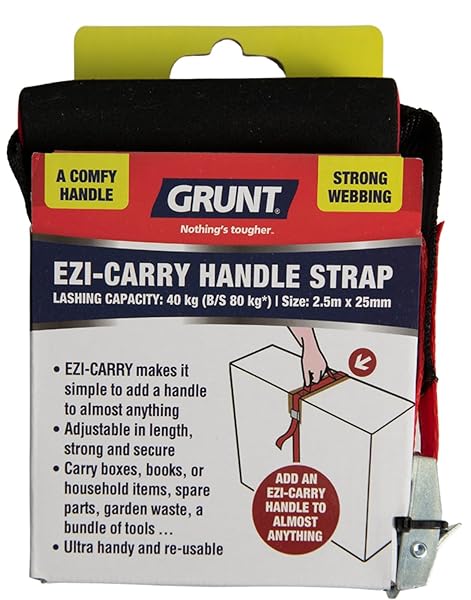 EZI-Carry-Handle-Strap-25m-x-25mm-Adjustable-Carry-Strap-for-Boxes-Tools-40kg-Lashing-Capacity-Black-B0DXTF3TSY