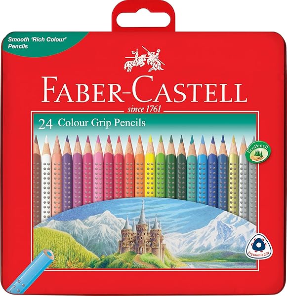 Faber-Castell-Colour-Grip-Pencils-Gift-Tin-of-24-16-116256-B07MX4D69Z