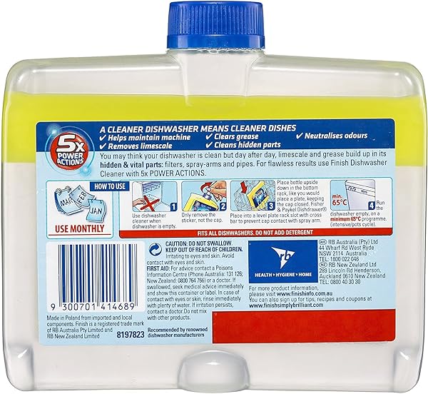 Finish Dishwasher Cleaner Liquid Triple Pack, Lemon Sparkle, 250mL