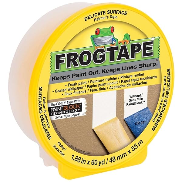 FrogTape-Delicate-Surface-Painters-Masking-Tape-48-mm-x-55-Meter-Yellow-Single-Roll-B004QAO9V6