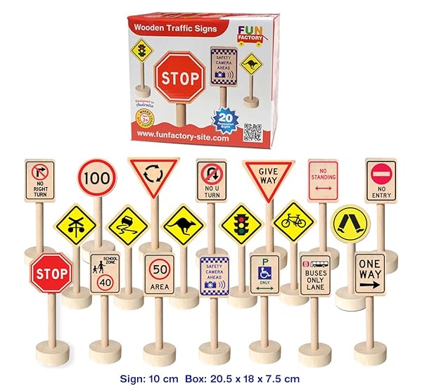 Fun-Factory-Wooden-Traffic-Signs-20-Piece-Set-B07TD6BK41