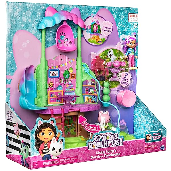 Gabby’s Dollhouse Transforming Garden Treehouse Playset with Lights, 2