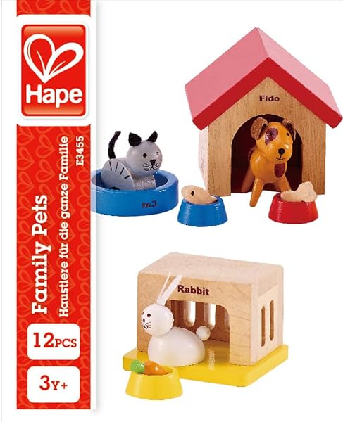 Hape-12pc-Family-Pets-Wooden-Doll-House-Set-KidsChildren-Interactive-Toy-3y-B00712O56A-6