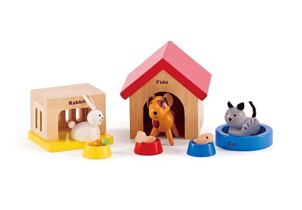 Hape-12pc-Family-Pets-Wooden-Doll-House-Set-KidsChildren-Interactive-Toy-3y-B00712O56A