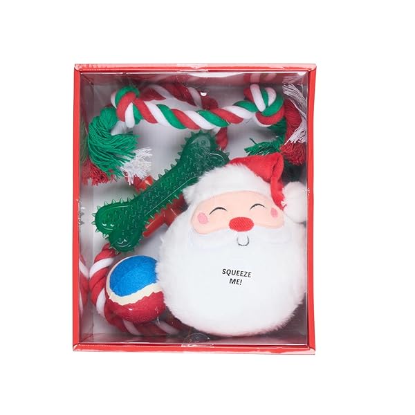 Happy-Tails-Christmas-Gift-Dog-Toy-Set-5-Pieces-Plush-Santa-Rope-Toys-TPR-Bone-Tennis-Ball-Xmas-Party-Dress-up-Cute-B0DLVLDB1F-3