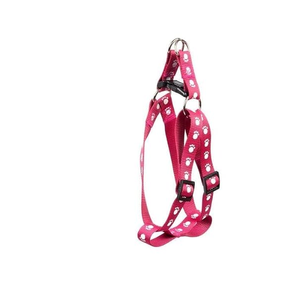 Happy-Tails-Small-Paw-Print-Dog-Harness-Pink-Adjustable-25-40cm-Woven-Polyester-with-Steel-Ring-B0GQBG6BR4-3