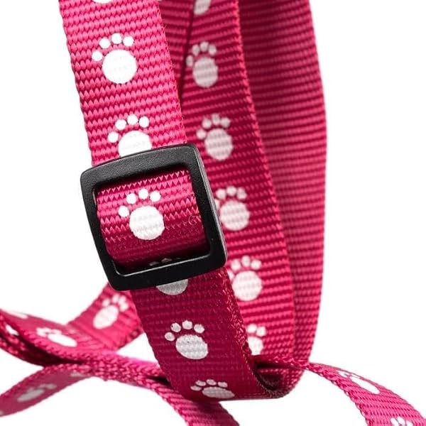 Happy-Tails-Small-Paw-Print-Dog-Harness-Pink-Adjustable-25-40cm-Woven-Polyester-with-Steel-Ring-B0GQBG6BR4-4