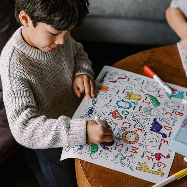Hey-Doodle-Into-The-Wild-Reusable-Silicone-Coloring-Mat-A3-Size-9-Markers-with-Pouch-Educational-Animal-Alphabet-Age-B0DW49T9DR-5