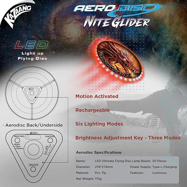 Kazaang-Frisbee-Aero-Disc-Night-Glider-36-LED-Night-Ultimate-Frisbee-100x-Brighter-USB-Type-C-Charger-with-Motion-B0DFW5ZMK2-3