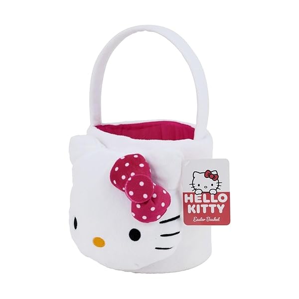 Licensed-Hello-Kitty-Easter-Basket-for-Egg-Hunt-White-and-Pink-1778-cm-Height-Plush-Character-Design-with-Handle-per-B0F1DF5C4T-5