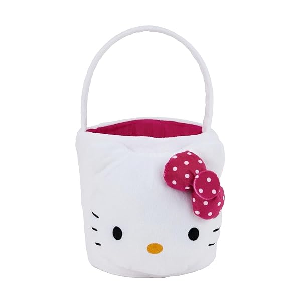 Licensed-Hello-Kitty-Easter-Basket-for-Egg-Hunt-White-and-Pink-1778-cm-Height-Plush-Character-Design-with-Handle-per-B0F1DF5C4T