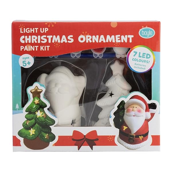 Light-Up-Christmas-Ornament-Paint-Kit-2-Ceramic-Figures-7-LED-Colours-Batteries-Included-Christmas-Tree-and-Santa-Art-B0DMFL1NMH