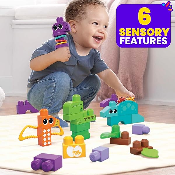 MEGA-BLOKS-Fisher-Price-Sensory-Building-Toy-Squeak-n-Chomp-Dinos-with-24-Pieces-T-Rex-Toddler-Blocks-Age-1-Years-B0B625P6L8-2