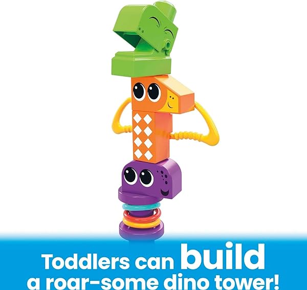 MEGA-BLOKS-Fisher-Price-Sensory-Building-Toy-Squeak-n-Chomp-Dinos-with-24-Pieces-T-Rex-Toddler-Blocks-Age-1-Years-B0B625P6L8-4