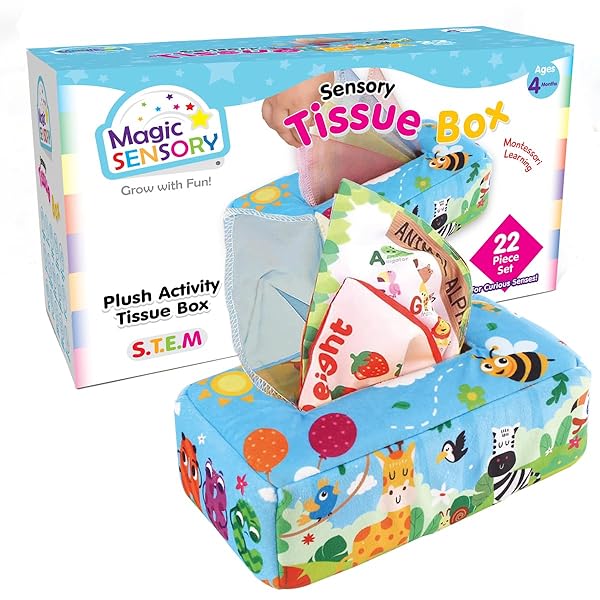Magic-Sensory-Baby-Tissue-Box-Toy-Tissue-Box-Baby-Toy-Learn-Alphabet-Shapes-Colours-and-Animals-Multi-Textured-U-B0CZX4DRST