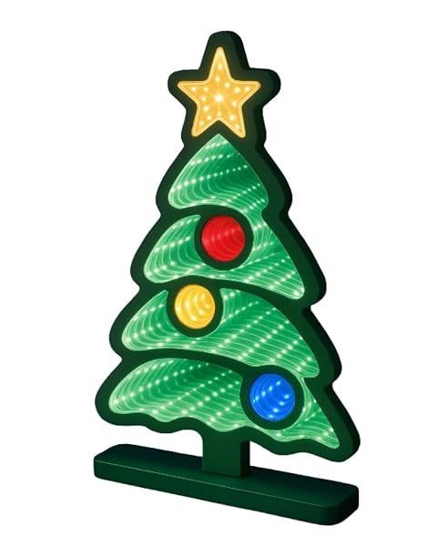 Mirror-Infinity-LED-Christmas-Tree-Light-Battery-Powered-28cm-Decorative-Holiday-Display-with-Timer-Red-Yellow-Blue-O-B0G1C4Q2P1