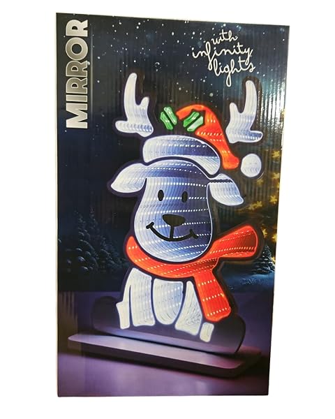 Mirror-Infinity-LED-Reindeer-Light-Decoration-Indoor-Outdoor-PVC-37cm-x-22cm-156-Red-White-Green-LEDs-5M-Lead-Wire-B0G1CM6DHT-2