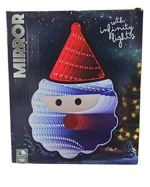Mirror-LED-Infinity-Santa-Claus-Wall-Light-3-x-AA-Battery-Operated-with-Timer-White-and-Red-PVC-Construction-20x147-B0G49FM1ZB-2