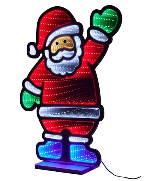 Mirror-LED-Santa-Claus-Infinity-Light-Display-Indoor-Outdoor-Christmas-Decoration-33x45cm-Red-White-Green-Blue-PVC-B-B0G1CGPRPM