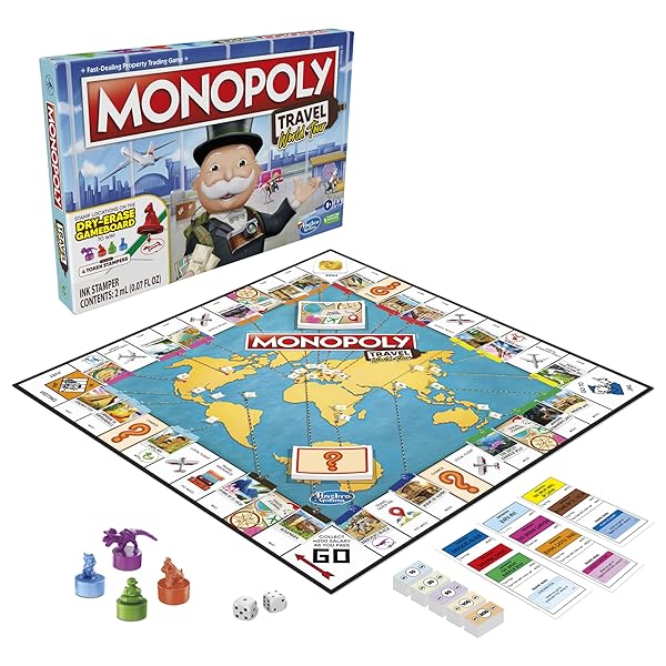 Monopoly-Travel-World-Tour-Board-Game-for-Families-and-Kids-Ages-8-With-Token-Stampers-and-Dry-Erase-Gameboard-Buy-Tr-B09H1H7MZK-2
