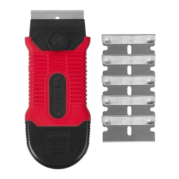 Safety-Scraper-with-5-Replacement-Blades-Red-and-Black-Rubber-Grip-Handle-Protective-Storage-Cap-for-DIY-and-Construc-B0FX5D7B4G