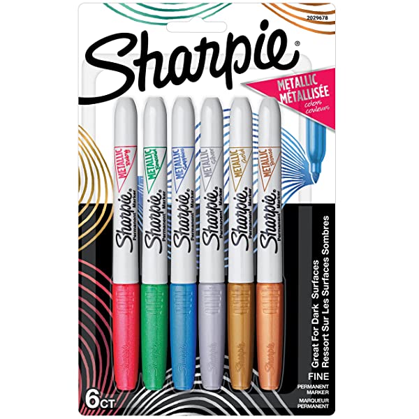 Sharpie-Metallic-Permanent-Markers-Fine-Point-Assorted-colours-6-Count-B07DPLQJVN