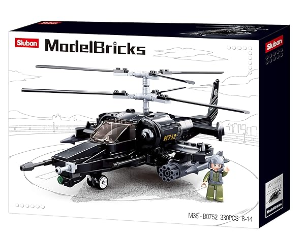 Sluban-Army-Blackshark-Combat-Helicopter-Building-Blocks-330-Piece-Set-B083R2JBDK-2