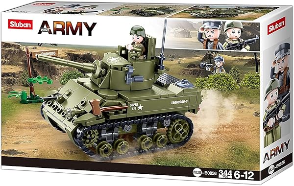 Sluban-WW2-M5-Light-Tank-Building-Blocks-Set-344-Piece-Set-B08GKJ16WC-2
