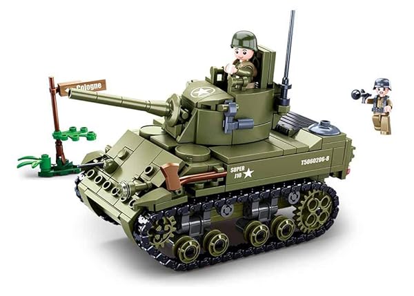 Sluban-WW2-M5-Light-Tank-Building-Blocks-Set-344-Piece-Set-B08GKJ16WC