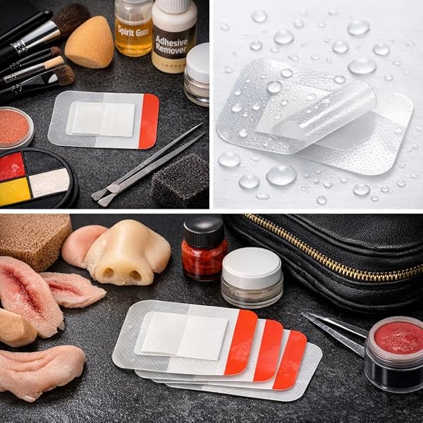 Special-Effects-Silicone-Prop-Bandages-for-Horror-Costume-and-Theatrical-Makeup-Clear-Waterproof-6x7cm-50-Pack-Traini-B0GXG2CY5S-2