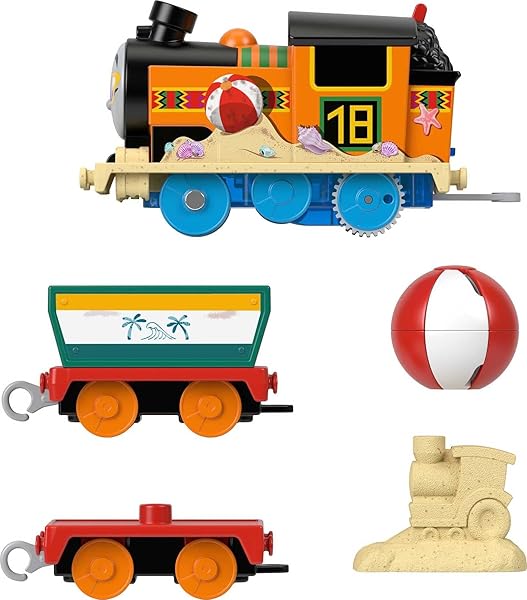 Thomas-and-Friends-Beachy-Nia-Toy-Train-Battery-Powered-Motorized-Train-Engine-with-Beach-Ball-Cargo-for-Preschool-Pret-B0B627BRYW-5