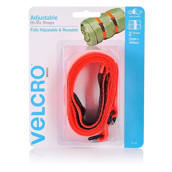 VELCRO-Brand-Hi-Vis-Straps-Fully-Adjustable-and-Reusable-25mm-x-644mm-Fluro-Orange-Pack-of-2-B07821GDQL
