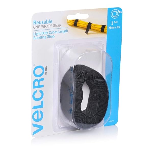VELCRO-Brand-ONE-WRAP-Reusable-Strap-Light-Duty-Cut-to-Length-Bundling-Strap-25mm-x-2m-Roll-Black-B0781Z7XKJ-2