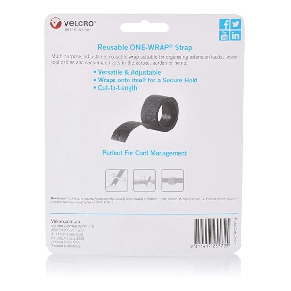 VELCRO-Brand-ONE-WRAP-Reusable-Strap-Light-Duty-Cut-to-Length-Bundling-Strap-25mm-x-2m-Roll-Black-B0781Z7XKJ-3