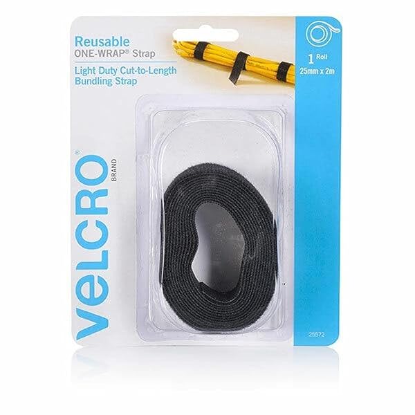 VELCRO-Brand-ONE-WRAP-Reusable-Strap-Light-Duty-Cut-to-Length-Bundling-Strap-25mm-x-2m-Roll-Black-B0781Z7XKJ