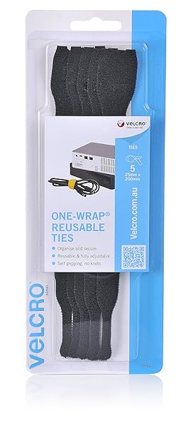 VELCRO-Brand-ONE-WRAP-Ties-Cable-Management-Wires-Cords-Self-Gripping-Cable-Ties-Reusable-25mm-x-200mm-Ties-B076122DM1