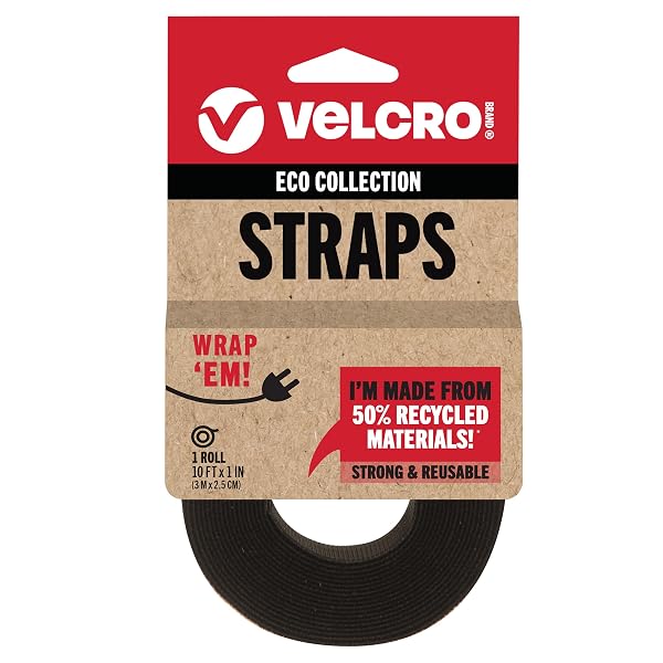 Velcro-Brand-ECO-Collection-Cut-to-Length-Straps-Double-Sided-Roll-10ft-x-1in-Sustainable-50-Recycled-Material-Black-B091B1YT1Z