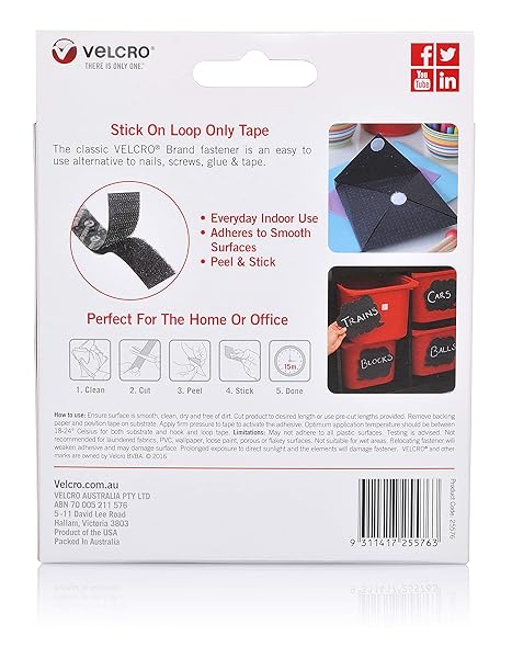 Velcro-Brand-Stick-On-Tape-Loop-25-mm-x-5-Meter-Size-Black-B07V47KZ92-2