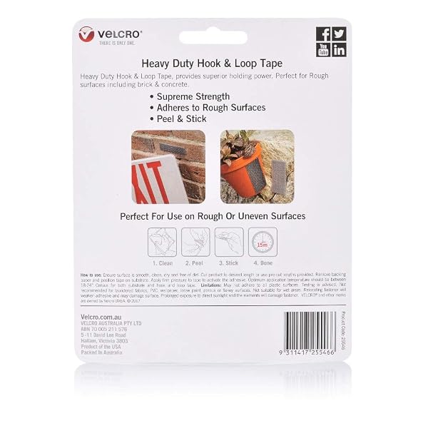 Velcro-Heavy-Duty-Hook-Loop-Rough-Surface-Tape-25-x-100-mm-Size-Grey-Pack-of-3-B0782WN8L2-3