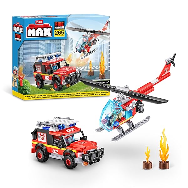 ZURU-MAX-Build-City-Fire-Playset-265-Bricks-B0CQJVRFHF
