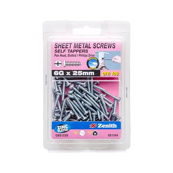 Zenith-Slotted-Phillips-Drive-Pan-Head-Zinc-Plated-Self-Tapping-Screws-6G-x-25-mm-Size-100-Pieces-B0BV2YFLLV